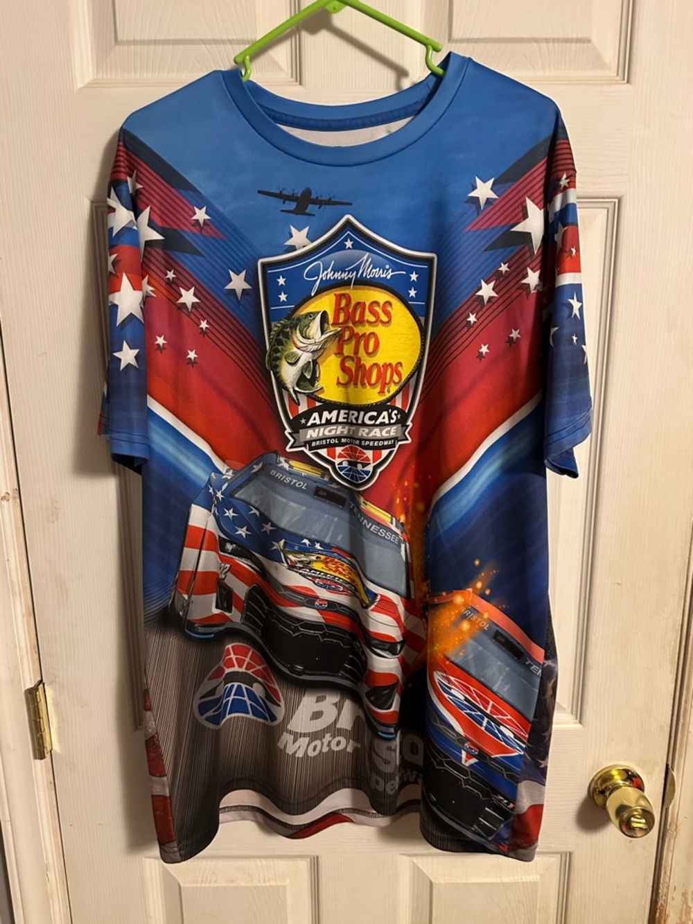 Bass Pro Shops Red, Blue & White Graphic Racing Tee